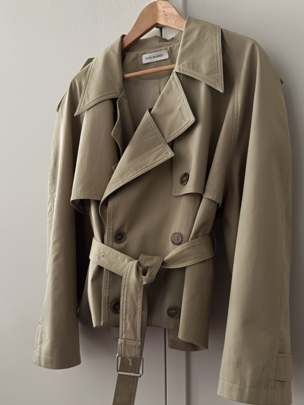 Pixie Market Cropped Oversized Khaki Jacket